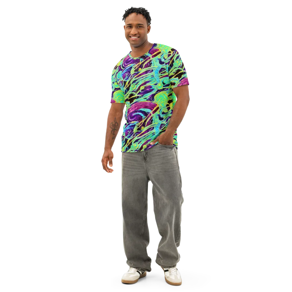 Biomorphic Beat on Men's Cotton Crew Neck T-Shirt — Front