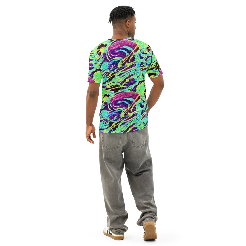 Biomorphic Beat on Men's Cotton Crew Neck T-Shirt — Back