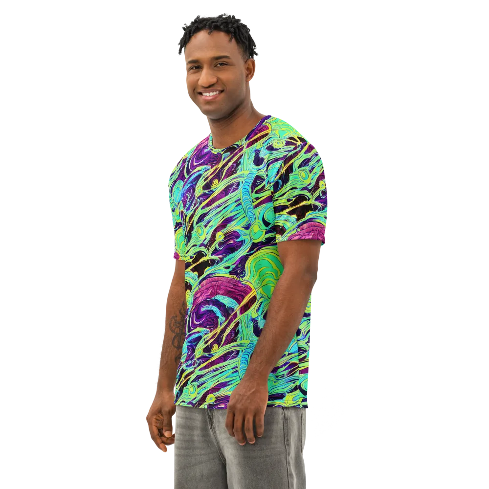 Biomorphic Beat on Men's Cotton Crew Neck T-Shirt — Left Front