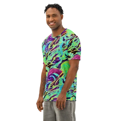 Biomorphic Beat on a Men's Cotton Crew Neck T-Shirt