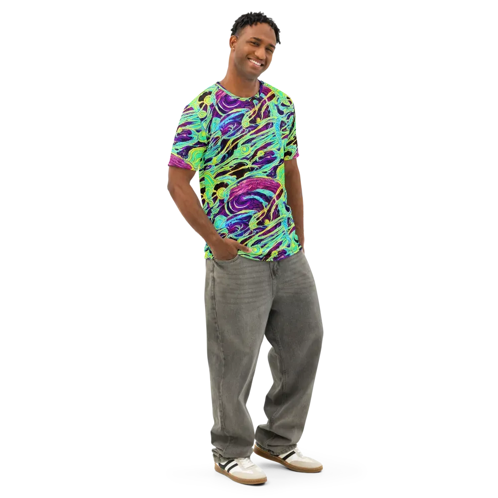 Biomorphic Beat on Men's Cotton Crew Neck T-Shirt — Right Front
