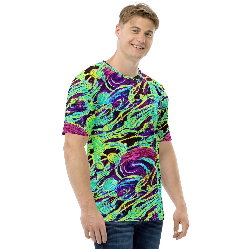 Biomorphic Beat on Men's Crew Neck T-Shirt — Right