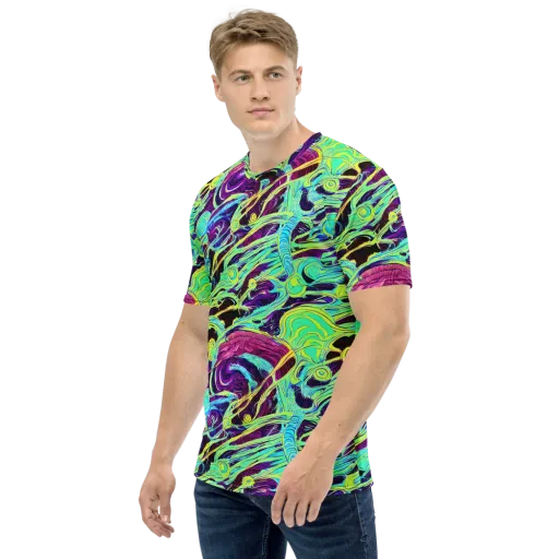 Biomorphic Beat on a Men's Crew Neck T-Shirt