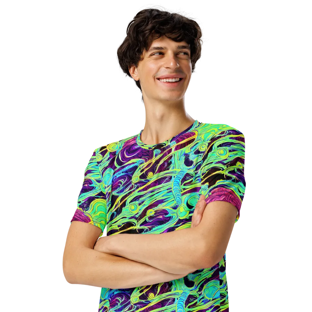 Biomorphic Beat on Men's Crew Neck T-Shirt — Left Front