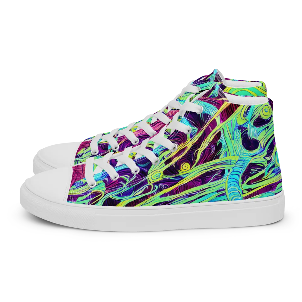 Biomorphic Beat on Men's High Top Canvas Shoes — Left