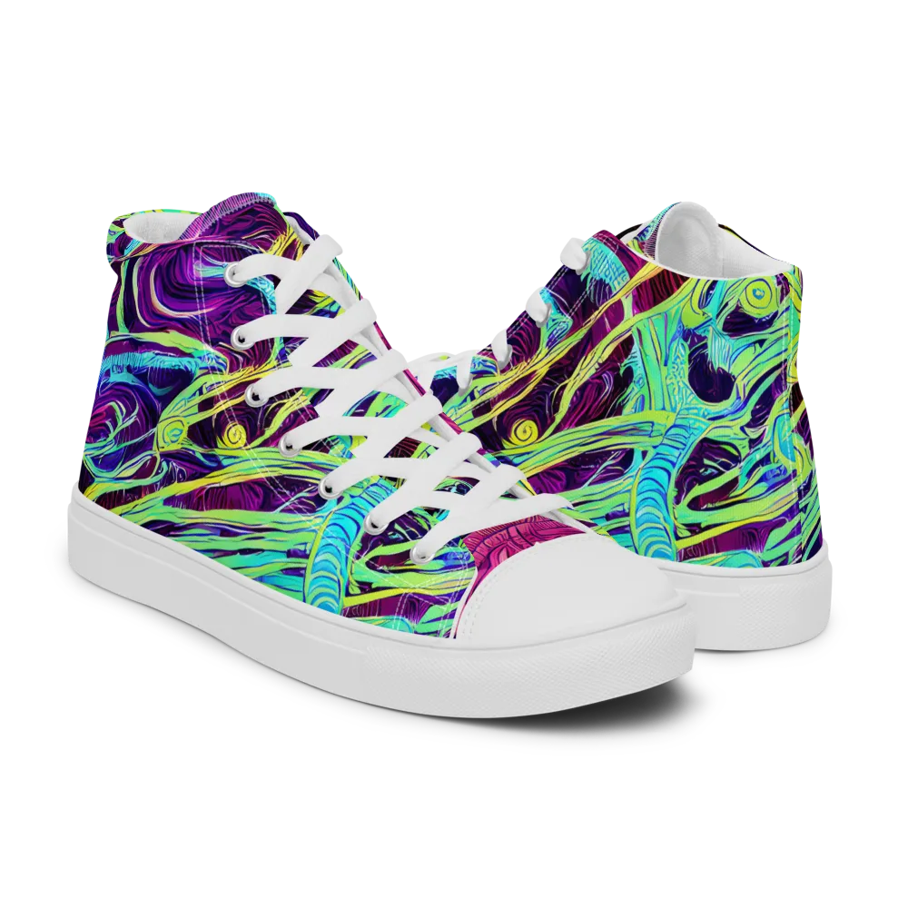 Biomorphic Beat on Men's High Top Canvas Shoes — Right