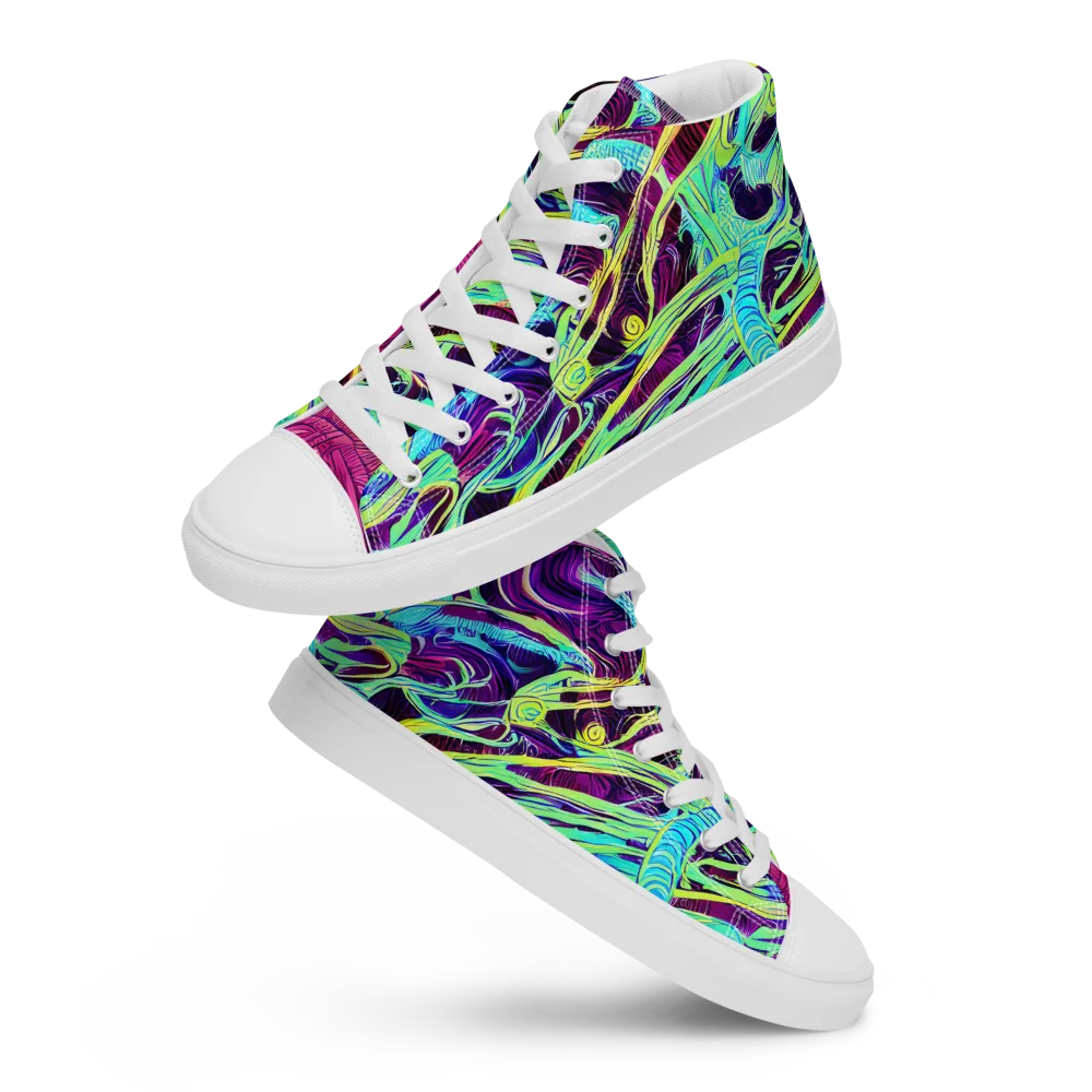 Biomorphic Beat on Men's High Top Canvas Shoes — Front
