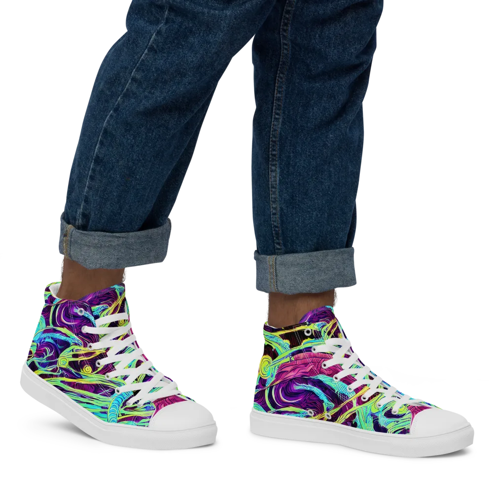 Biomorphic Beat on Men's High Top Canvas Shoes — Right