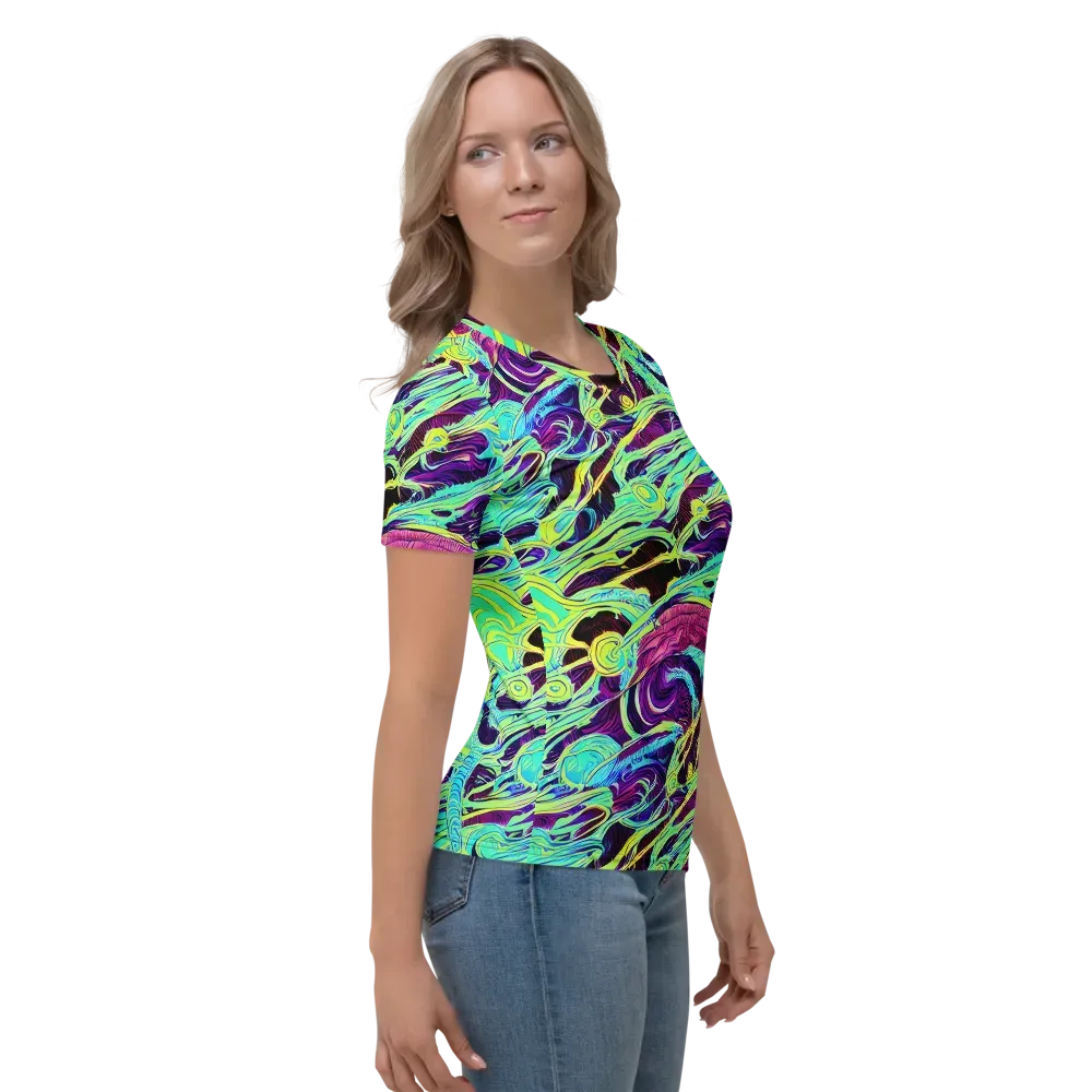 Biomorphic Beat on Women's Crew Neck T-Shirt — Right