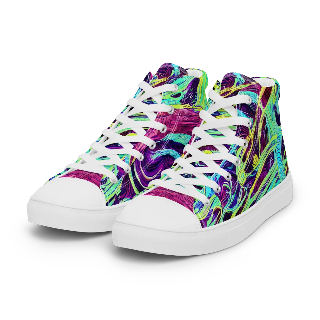 Biomorphic Beat on Women's High Top Canvas Shoes — Left Front