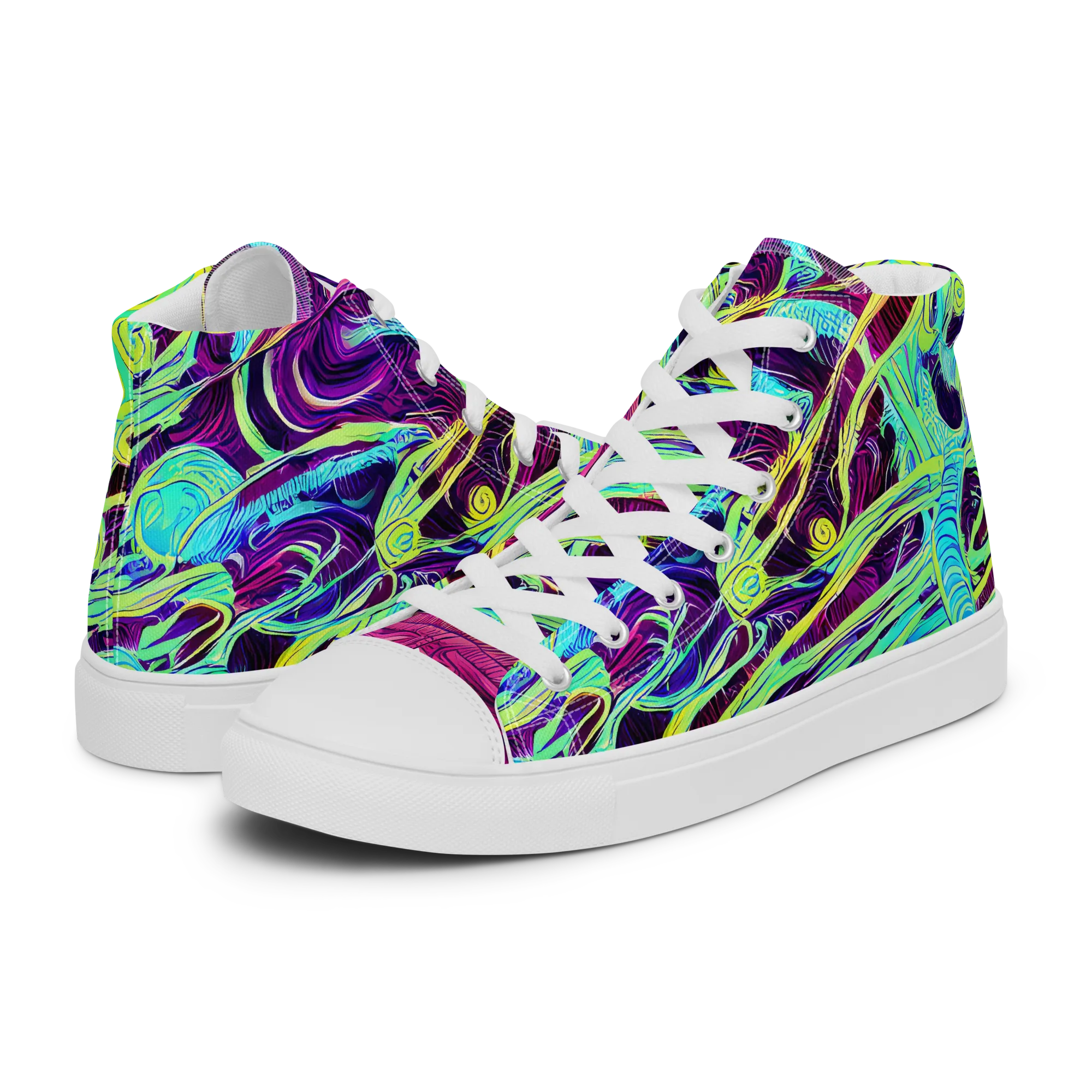 Biomorphic Beat on Women's High Top Canvas Shoes — Left