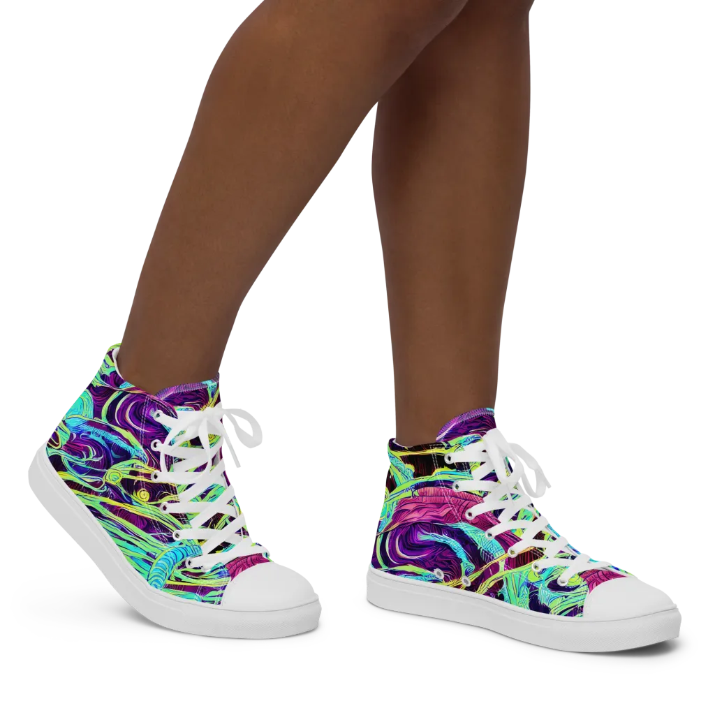 Biomorphic Beat on Women's High Top Canvas Shoes — Right
