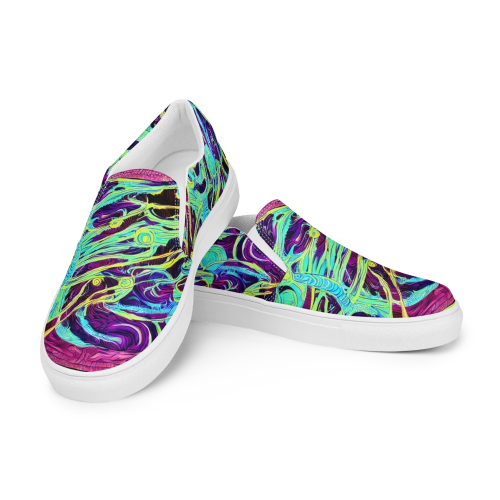 Biomorphic Beat on Men's Slip-On Canvas Shoes — Left Front