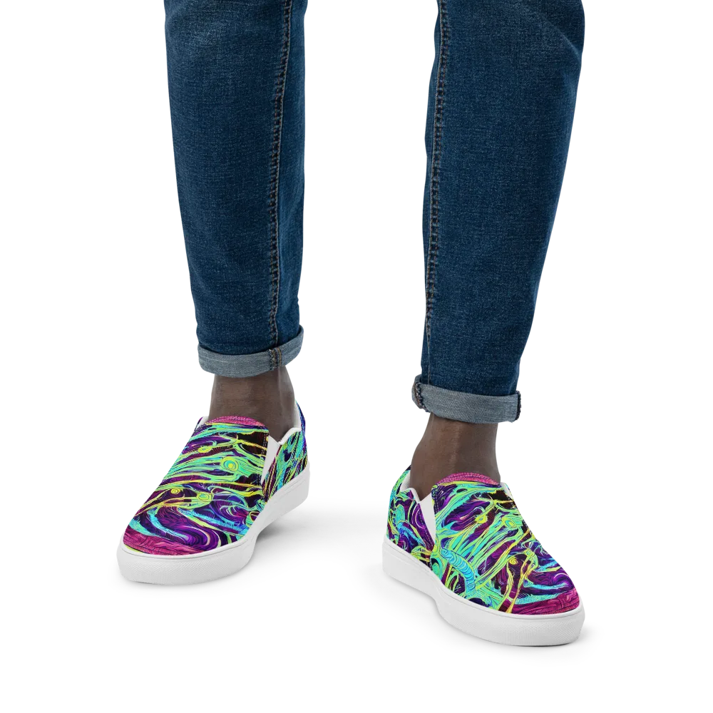 Biomorphic Beat on Men's Slip-On Canvas Shoes — Front