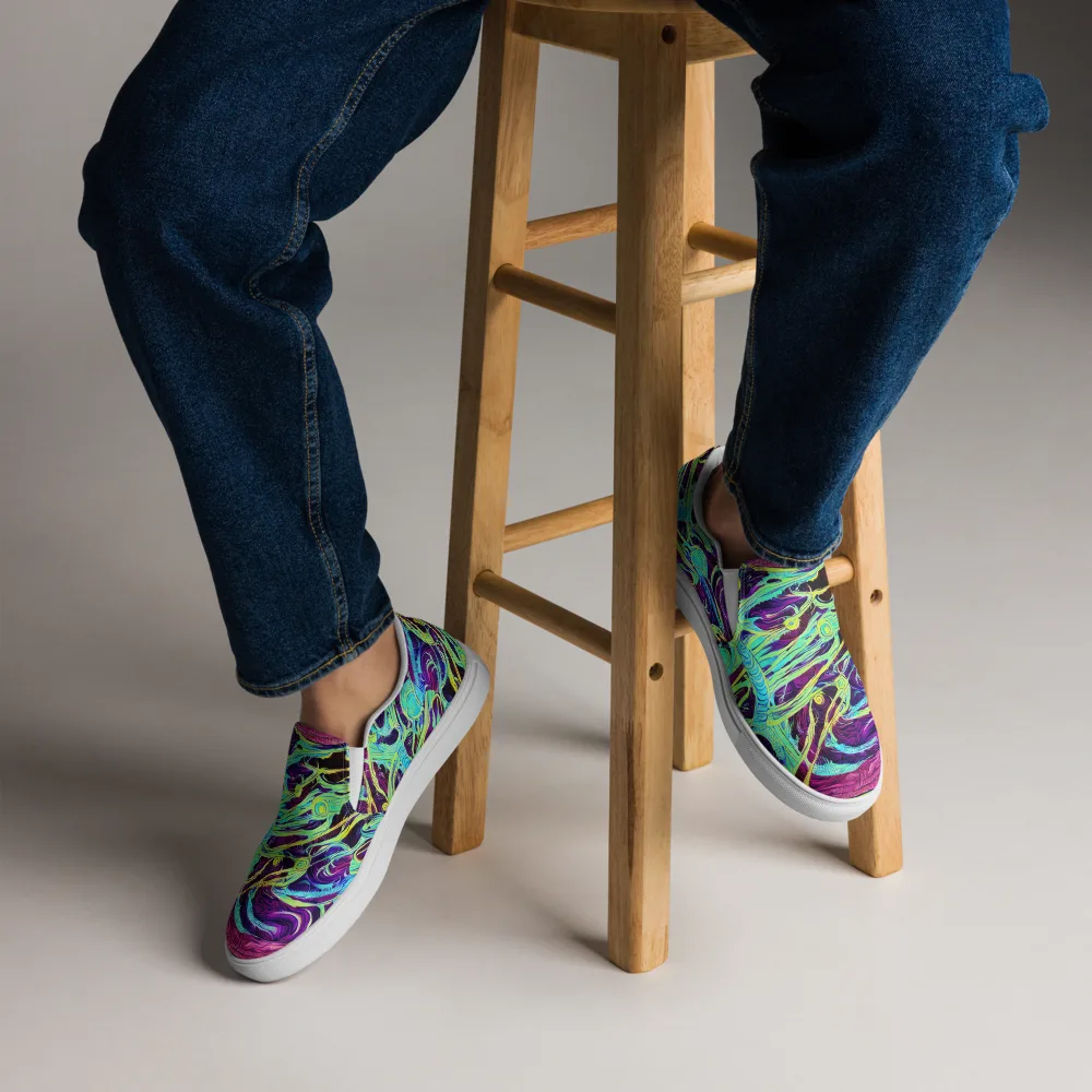 Biomorphic Beat on Men's Slip-On Canvas Shoes — Front