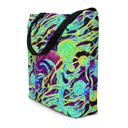 Biomorphic Beat on a Large Tote Bag W/ Pocket