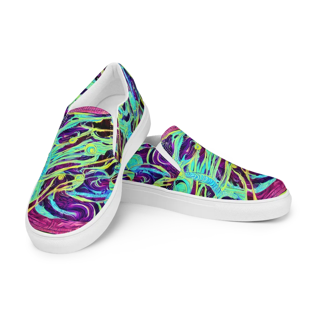 Biomorphic Beat on Women's Slip-On Canvas Shoes — Left Front