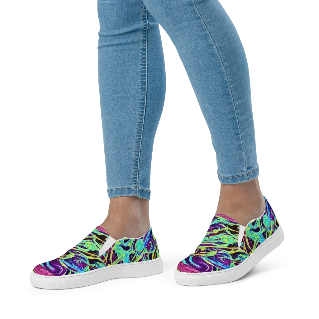 Biomorphic Beat on Women's Slip-On Canvas Shoes — Front