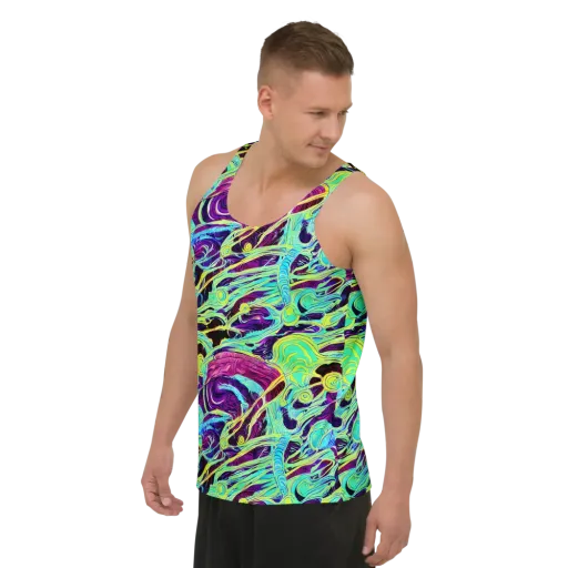 Biomorphic Beat on a Men's Tank Top