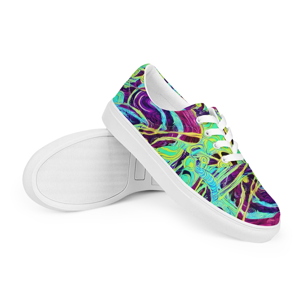 Biomorphic Beat on Men's Lace-Up Canvas Shoes — Right Front