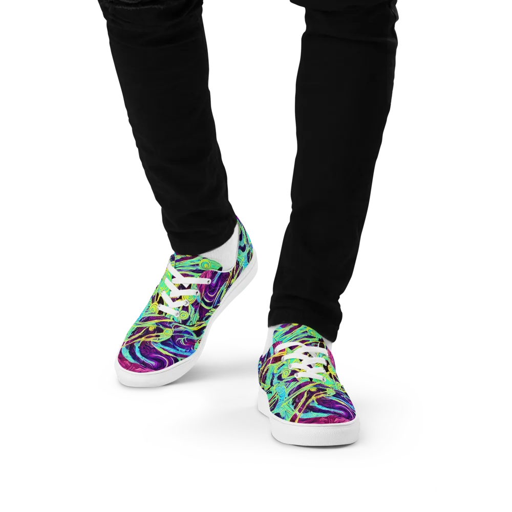 Biomorphic Beat on Men's Lace-Up Canvas Shoes — Front