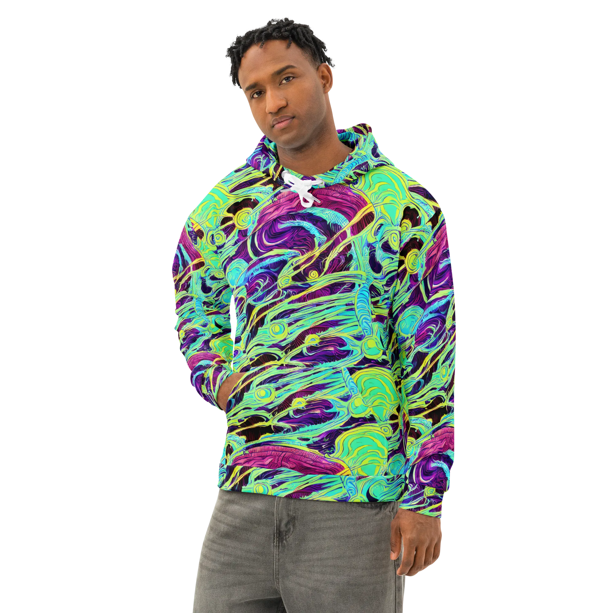 Biomorphic Beat on Cotton Hoodie — Left Front