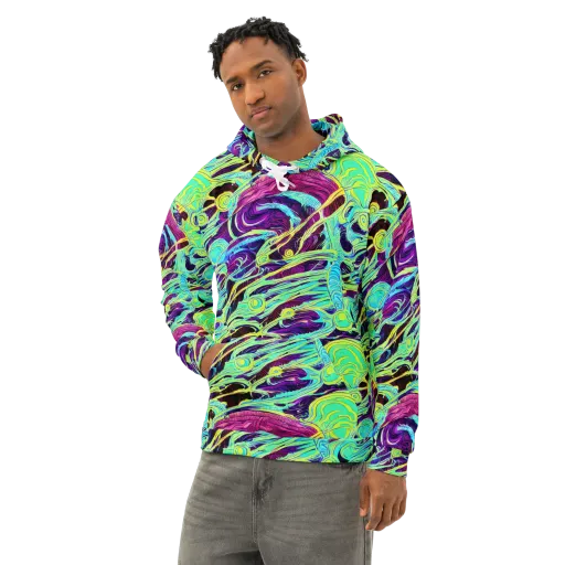 Biomorphic Beat on a Cotton Hoodie