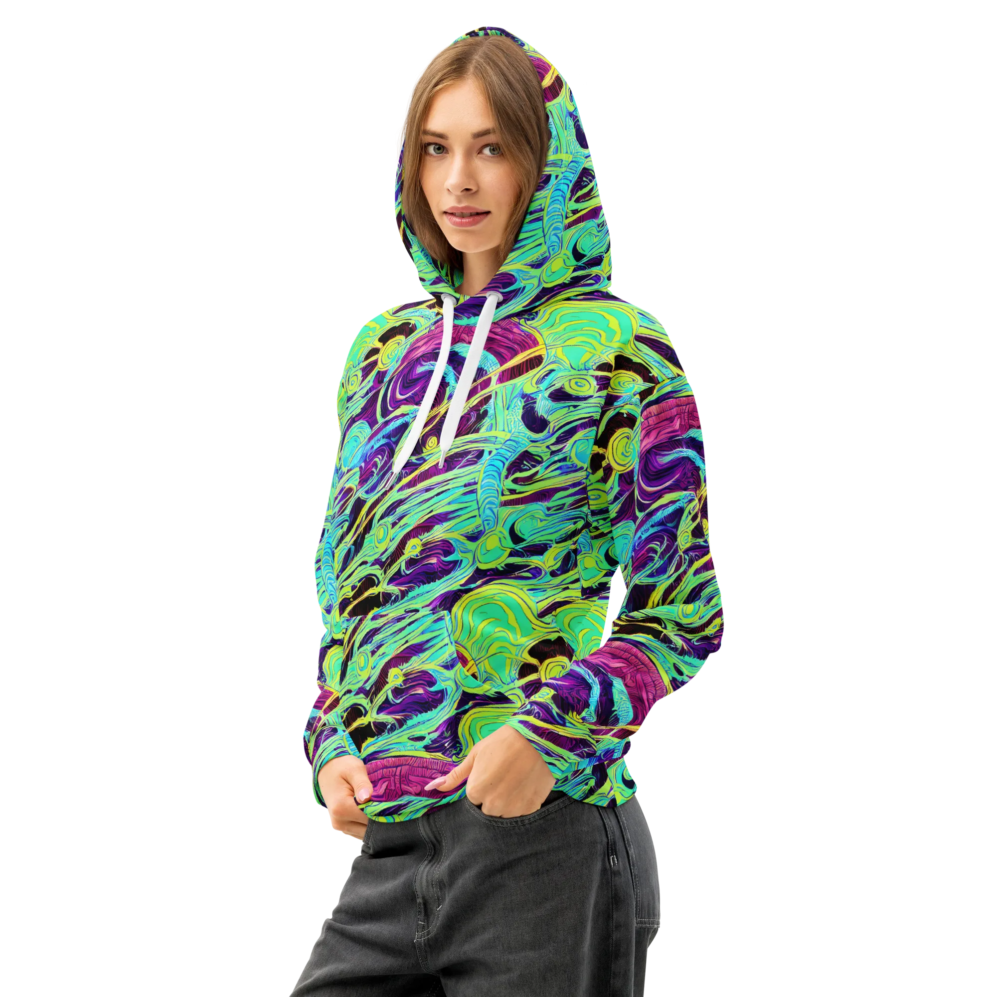 Biomorphic Beat on Cotton Hoodie — Left Front