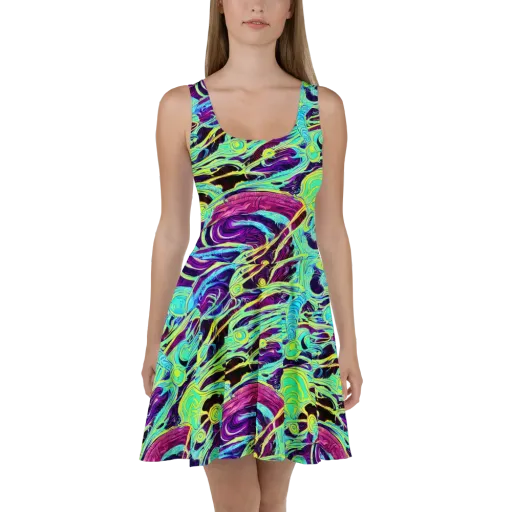 Biomorphic Beat on a Skater Dress