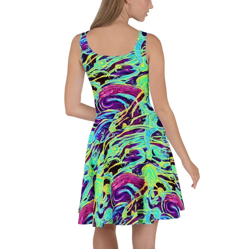 Biomorphic Beat on Skater Dress — Back