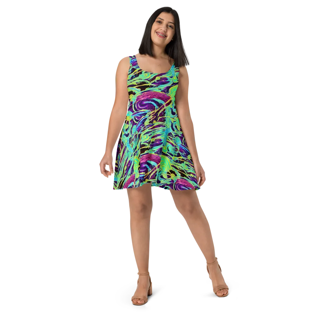 Biomorphic Beat on Skater Dress — Front