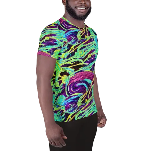 Biomorphic Beat on a Men's Athletic T-Shirt