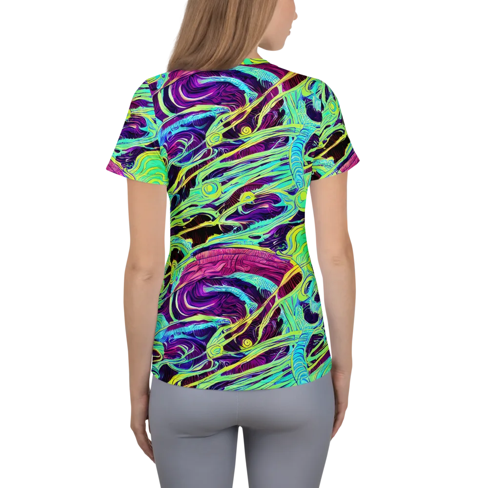 Biomorphic Beat on Women's Athletic T-Shirt — Back