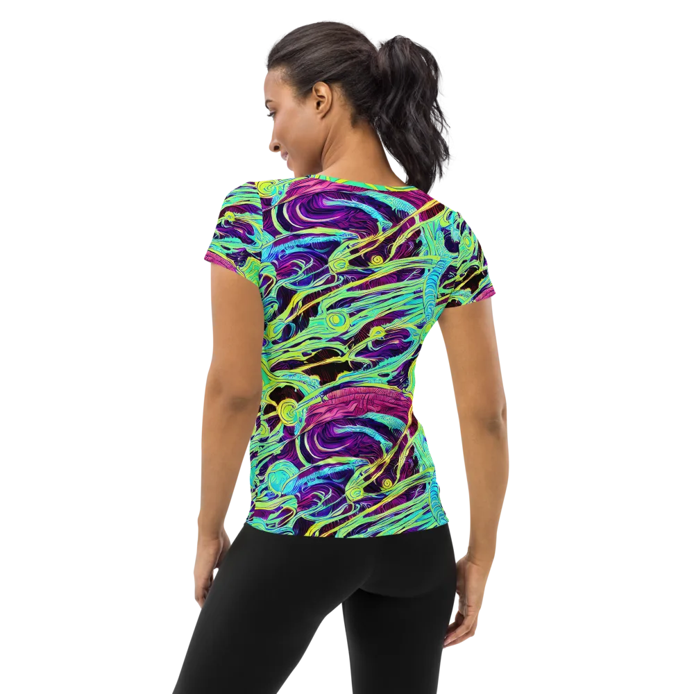 Biomorphic Beat on Women's Athletic T-Shirt — Back
