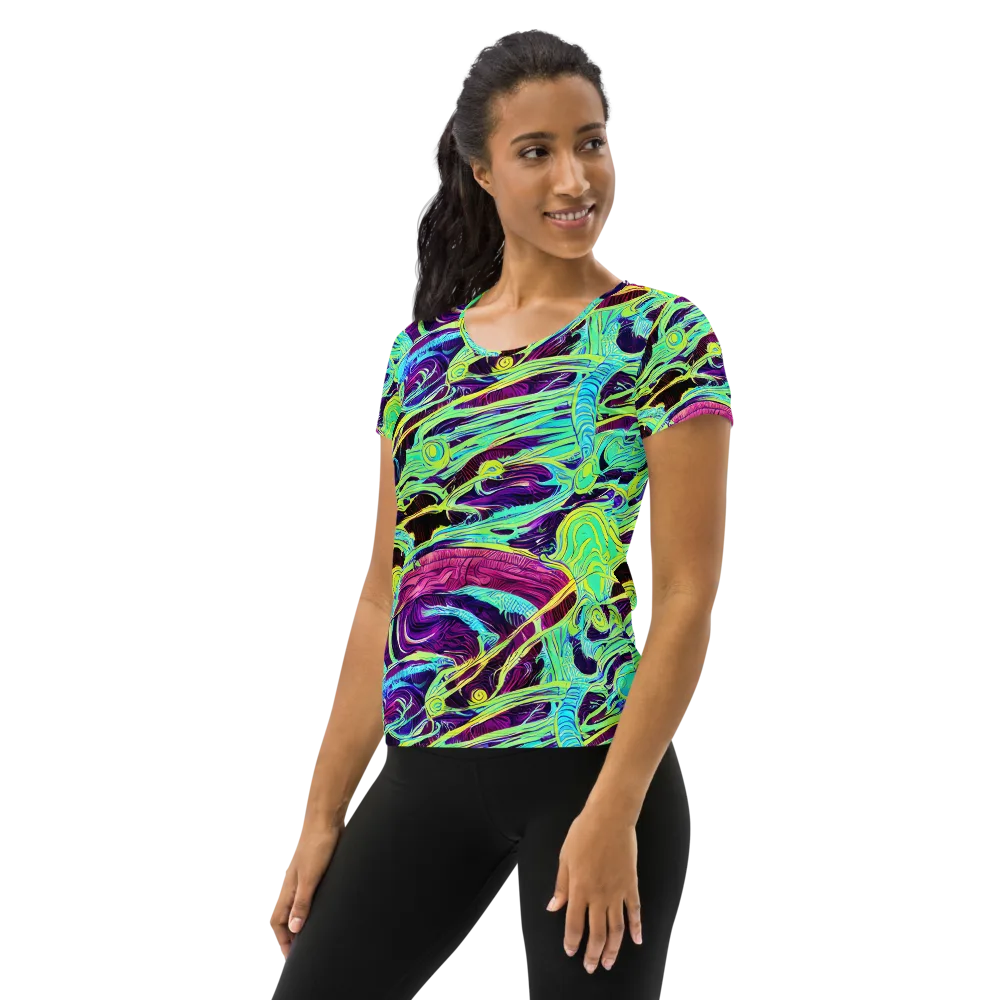 Biomorphic Beat on Women's Athletic T-Shirt — Left