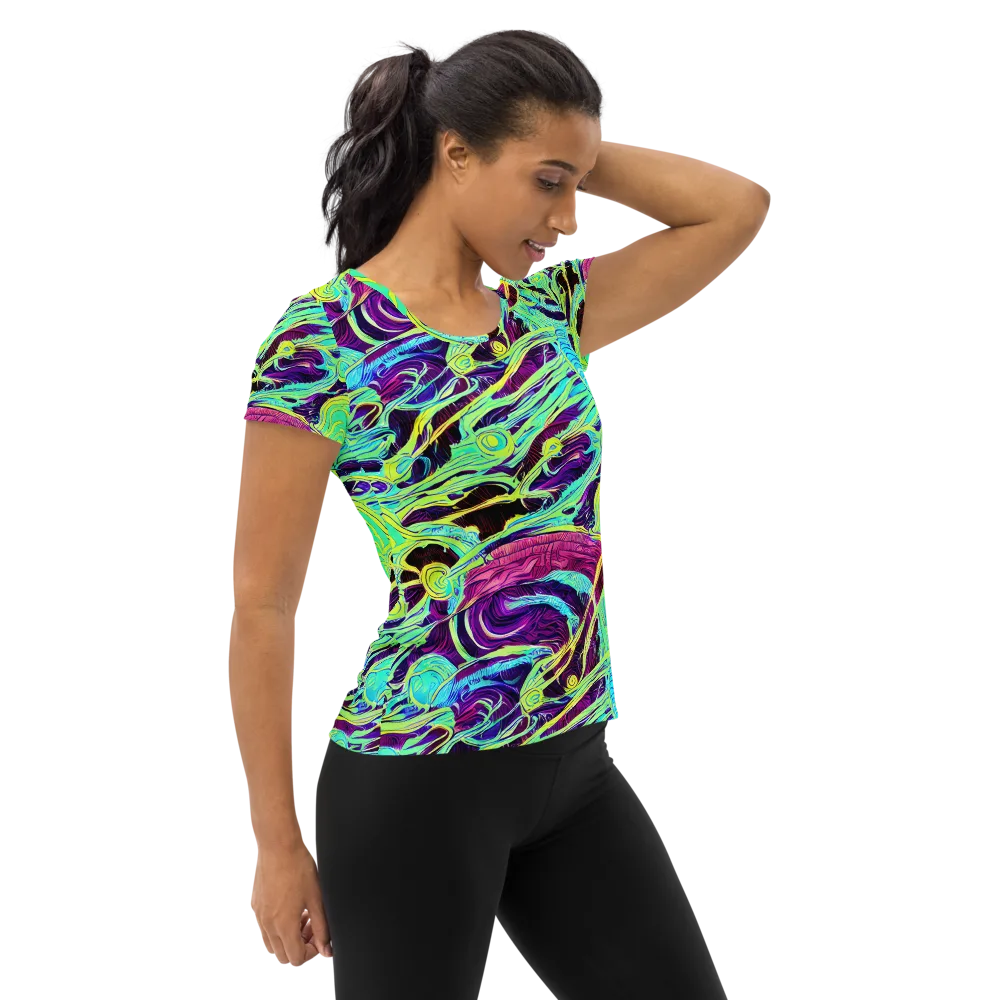 Biomorphic Beat on Women's Athletic T-Shirt — Right