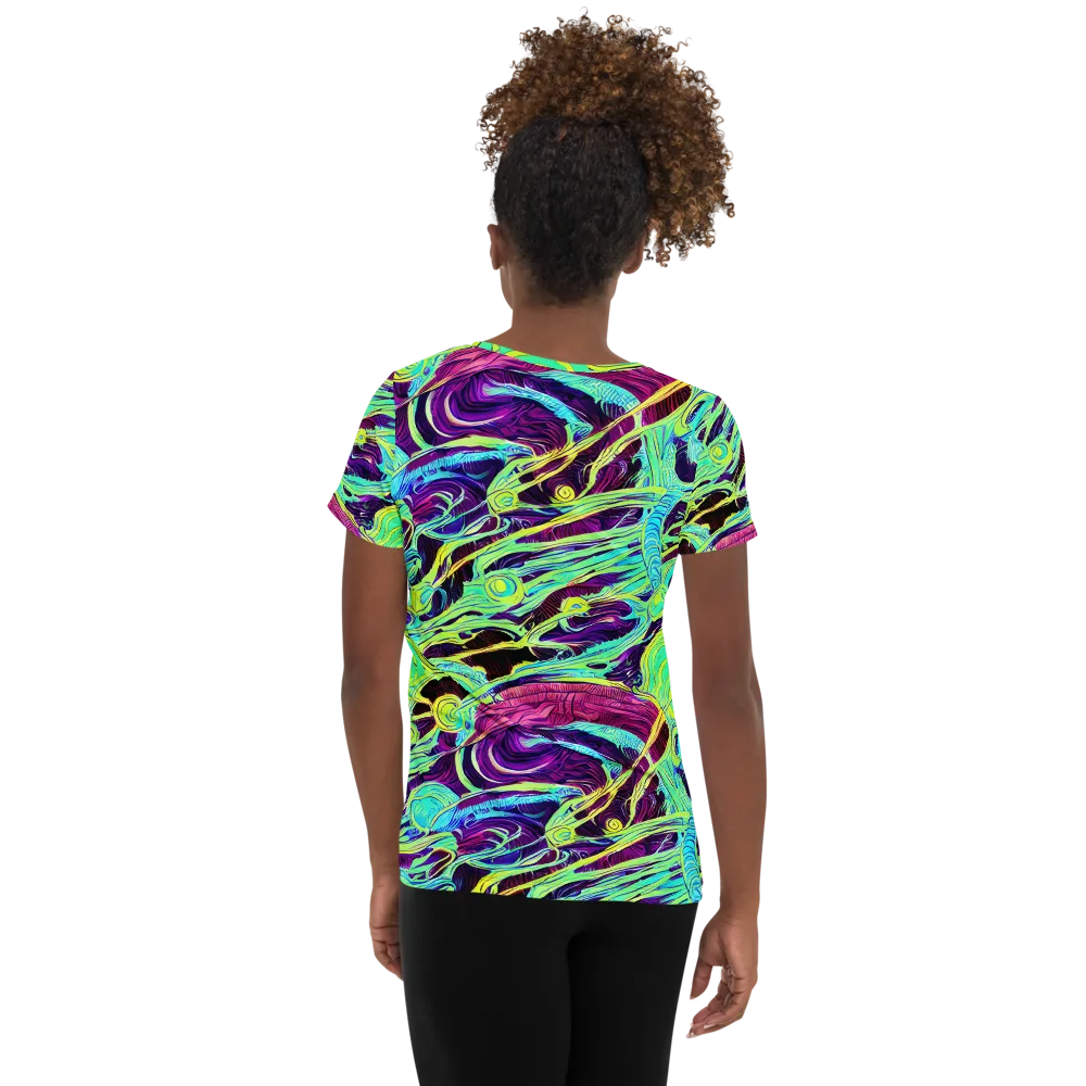 Biomorphic Beat on Women's Athletic T-Shirt — Back