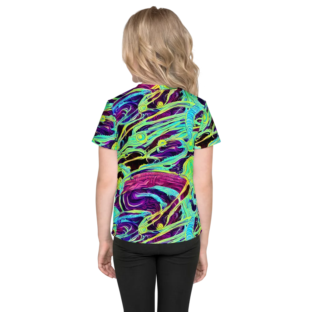 Biomorphic Beat on Kids Crew Neck T-Shirt — Back