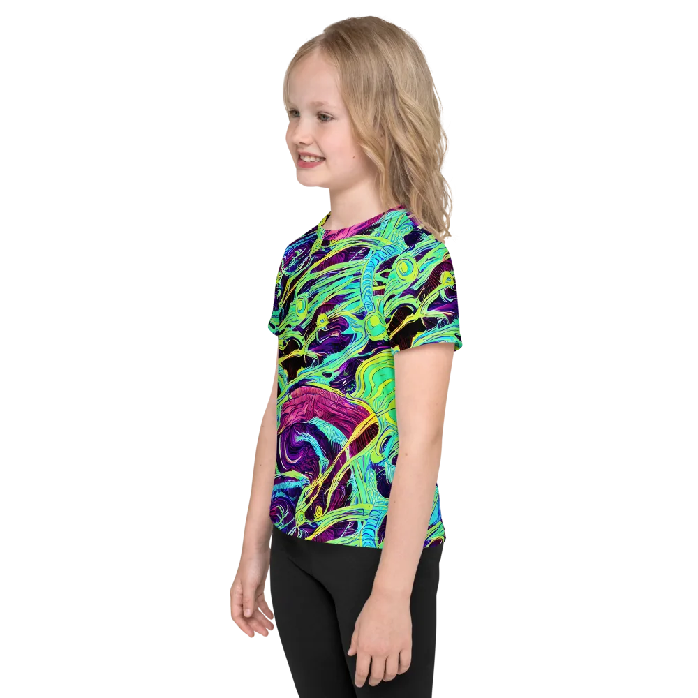 Biomorphic Beat on Kids Crew Neck T-Shirt — Left