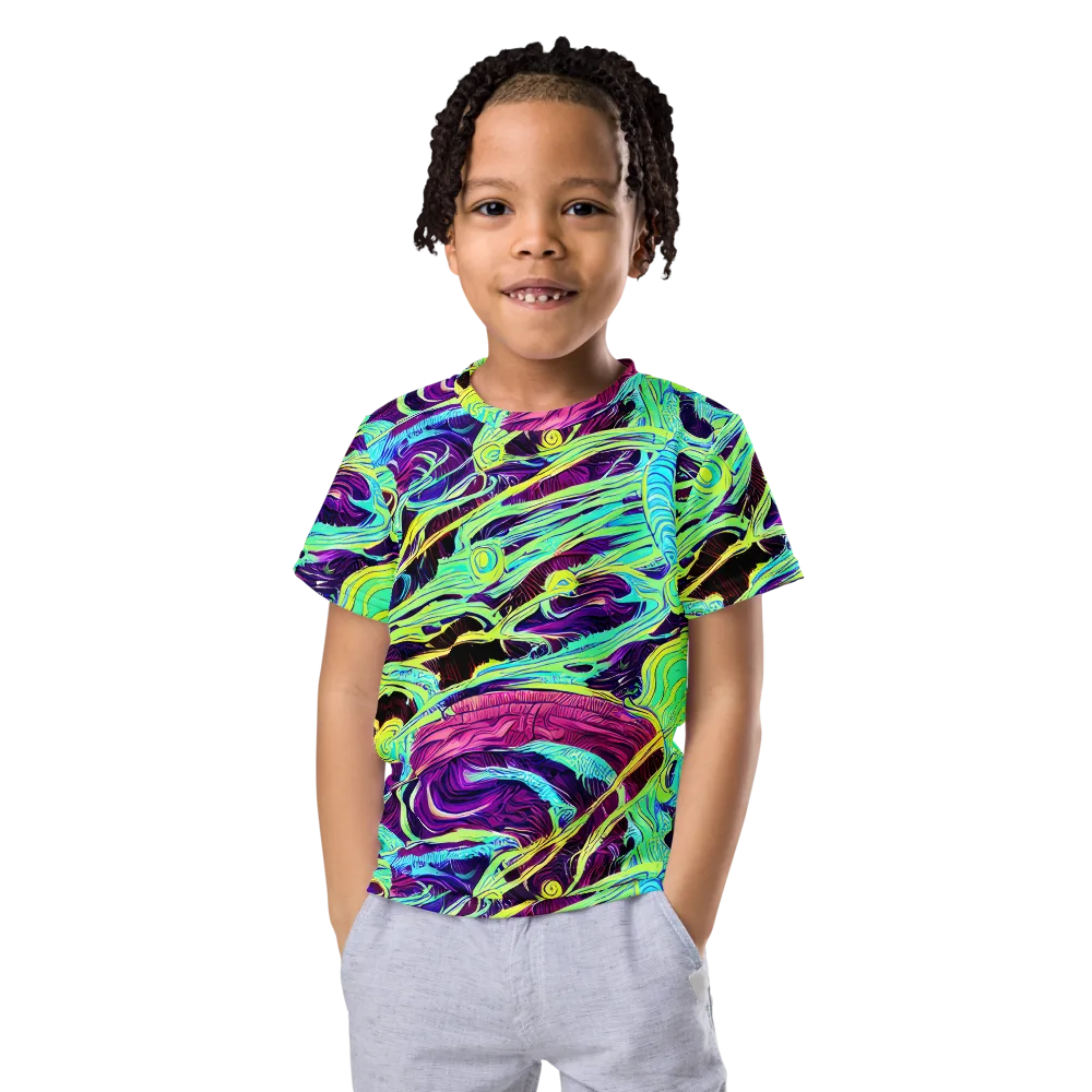 Biomorphic Beat on Kids Crew Neck T-Shirt — Front