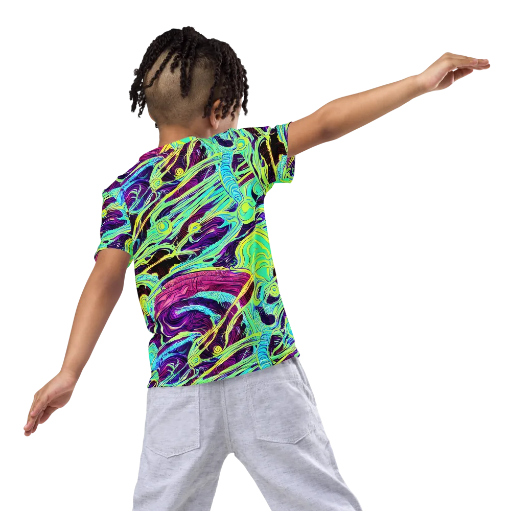 Biomorphic Beat on Kids Crew Neck T-Shirt — Back