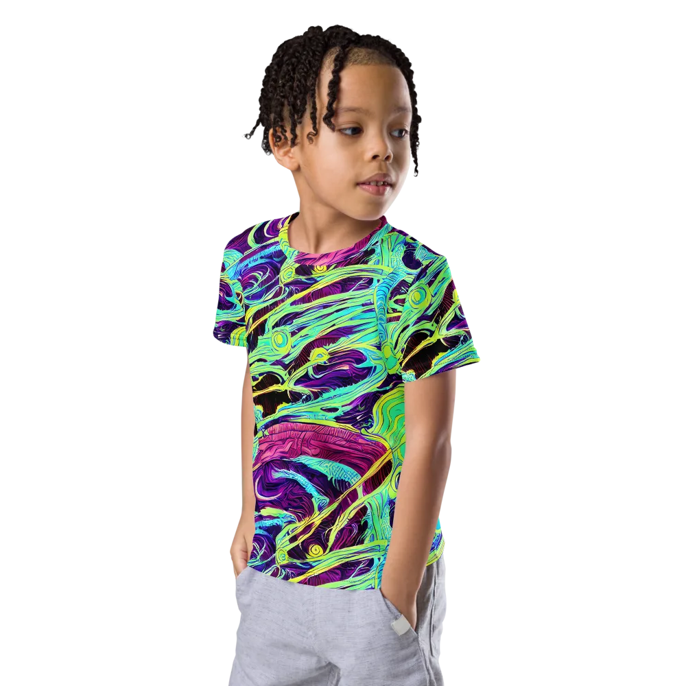 Biomorphic Beat on Kids Crew Neck T-Shirt — Left Front