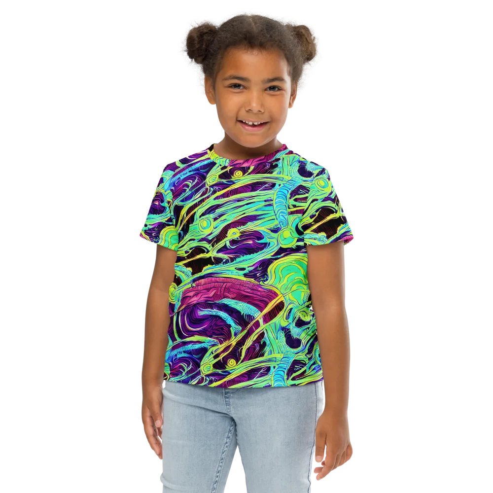 Biomorphic Beat on Kids Crew Neck T-Shirt — Front