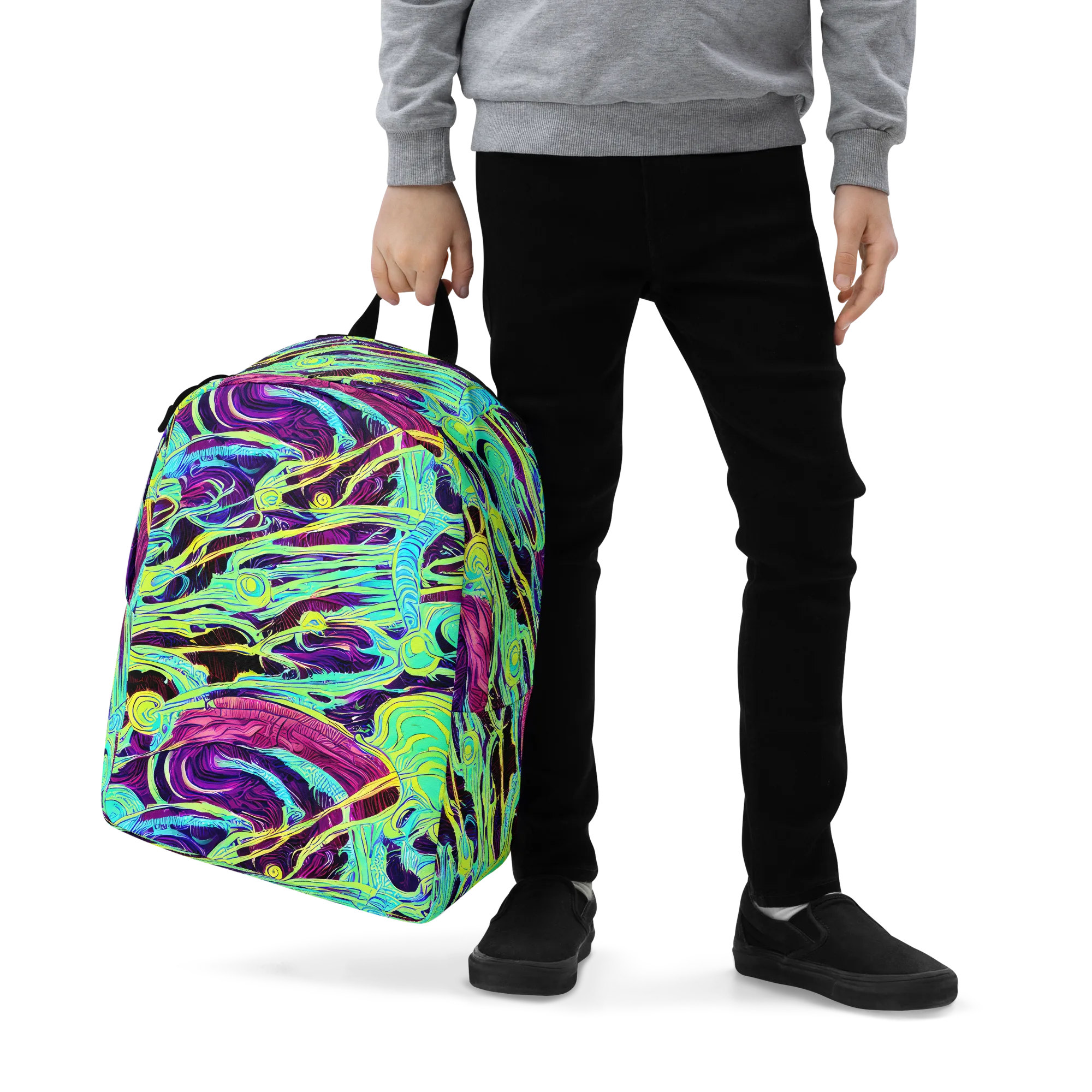 Biomorphic Beat on Minimalist Backpack — Zoomed-in