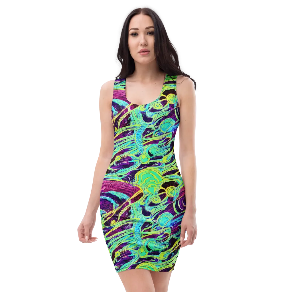 Biomorphic Beat on Bodycon Dress — Front