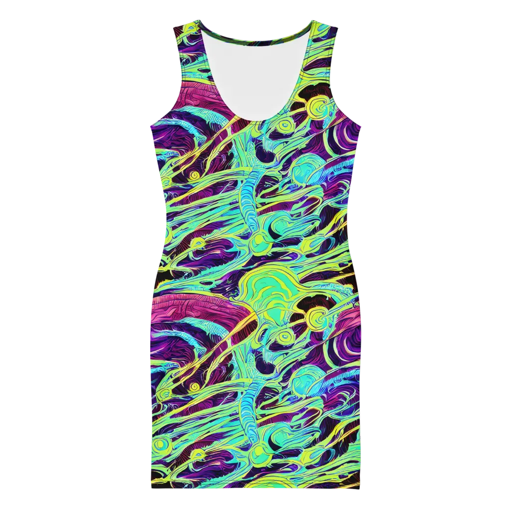 Biomorphic Beat on Bodycon Dress — Front