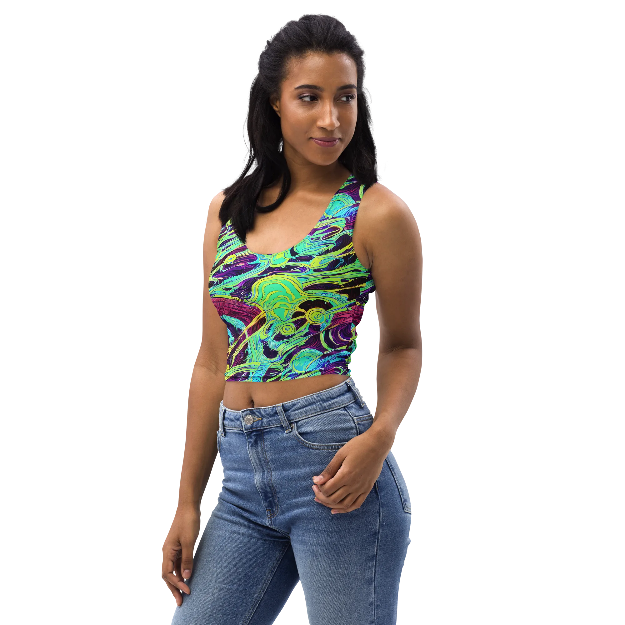 Biomorphic Beat on Crop Top — Left Front