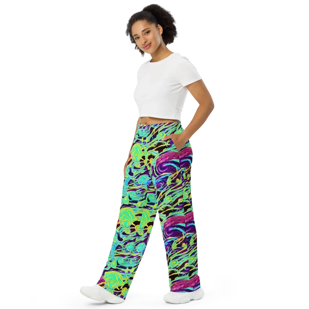 Biomorphic Beat on Wide-Leg Pants — Left Front
