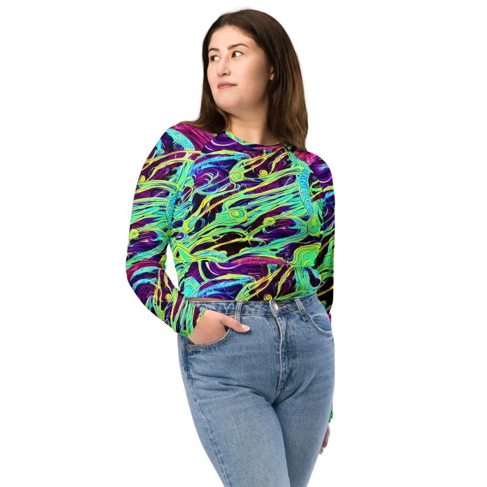 Biomorphic Beat on Long Sleeve Crop Top — Front