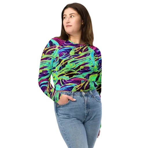 Biomorphic Beat on a Long Sleeve Crop Top